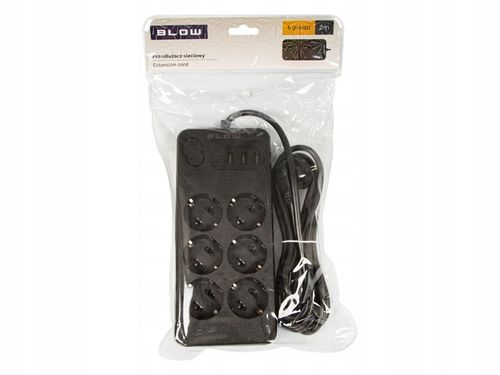 PRZEDŁUŻACZ LISTWA ZASILAJĄCA WŁĄCZNIK 3x USB 6 GNIAZD 2m USB TYP-C na Arena.pl