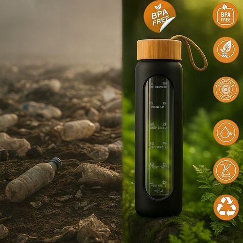 Szklana butelka na wodę motywacyjna z miarką wielorazowa słomka do picia 1L na Arena.pl