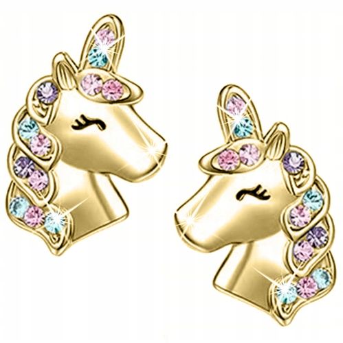Srebrne kolczyki jednorożce dla dziewczynki srebro pozłacane sztyfty na Arena.pl