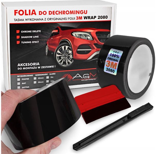 3M FOLIA TAŚMA DECHROMING 5cm 10m CZARNY POŁYSK zdjęcie 1