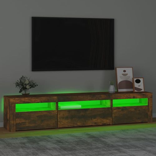 Szafka pod TV z oświetleniem LED, przydymiony dąb, 195x35x40 cm na Arena.pl