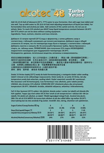ALCOTEC 48 TURBO PURE 1,35kg paczka zamiast 10 małych drożdże gorzelnicze na Arena.pl