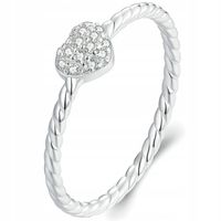 Pierścionek Srebrny 925 Z Cyrkoniami I Delikatnym Serduszkiem r. 12 Pudełko