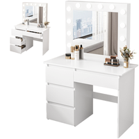 TOALETKA DO MAKIJAŻU WIZAŻU KOSMETYCZNA Z LUSTREM LED NOWOCZESNA LOFT 90 CM