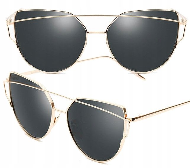 Okulary Kocie Przeciwsłoneczne Glam Rock Cat Gold zdjęcie 1