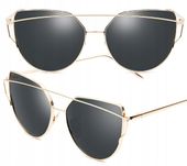 Okulary Kocie Przeciwsłoneczne Glam Rock Cat Gold