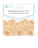 guziki drewniane mix, 30 szt. - naturalne 2627 a'6