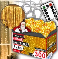 KURTYNA ŚWIETLNA LED 3x3 LAMPKI X 300 ŚWIĄTECZNE CHOINKOWE GIRLANDA NA
