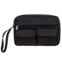 SASZETKA męska skórzana do ręki na dokumenty pieniądze E012 czarna