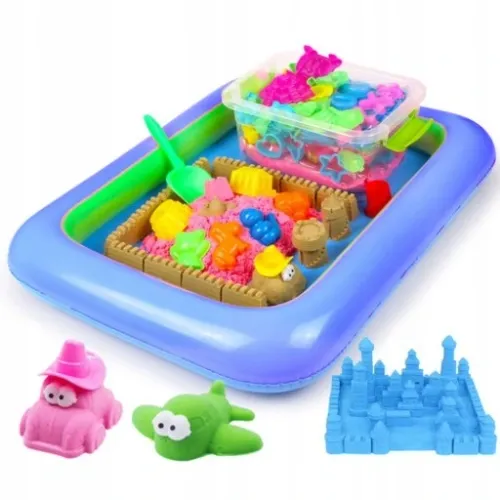 PIASEK KINETYCZNY 3kg +BASEN FOREMKI ŁOPATKA PATYCZKI PIASKOWNICA ZESTAW XL na Arena.pl