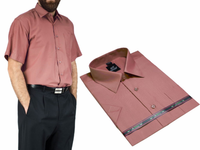 Elegancka koszula męska kolor blady róż z krótkim rękawem 41/42 - L/XL