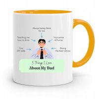 Kubek Żółty Na Dzień Ojca 5 Things About My Dad Z Nadrukiem Ze Zdjęciem
