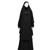 Sukienka modlitewna muzułmańska 2-częściowa, abaja z hidżabem, czarna