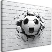 Obraz do pokoju nastolatka dziecka, Piłka nożna przebijająca mur