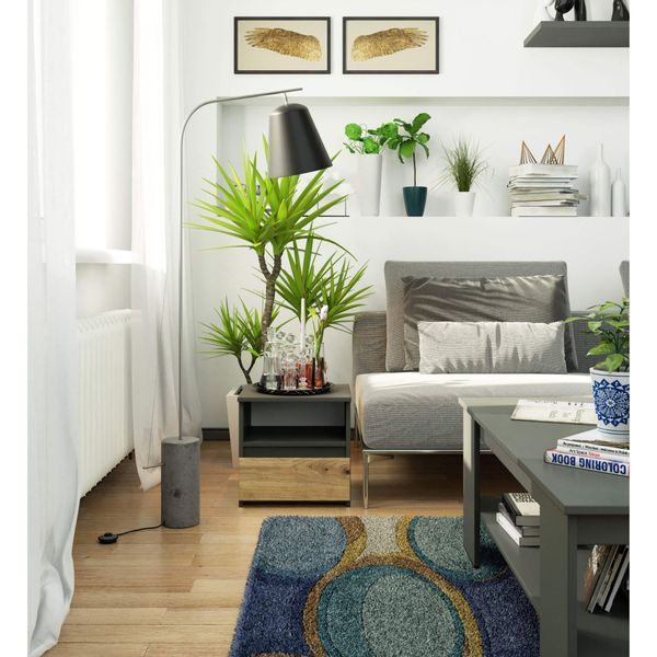 Szafka nocna CL1 40 cm 1 szuflada - grafit szary-dąb artisan zdjęcie 5