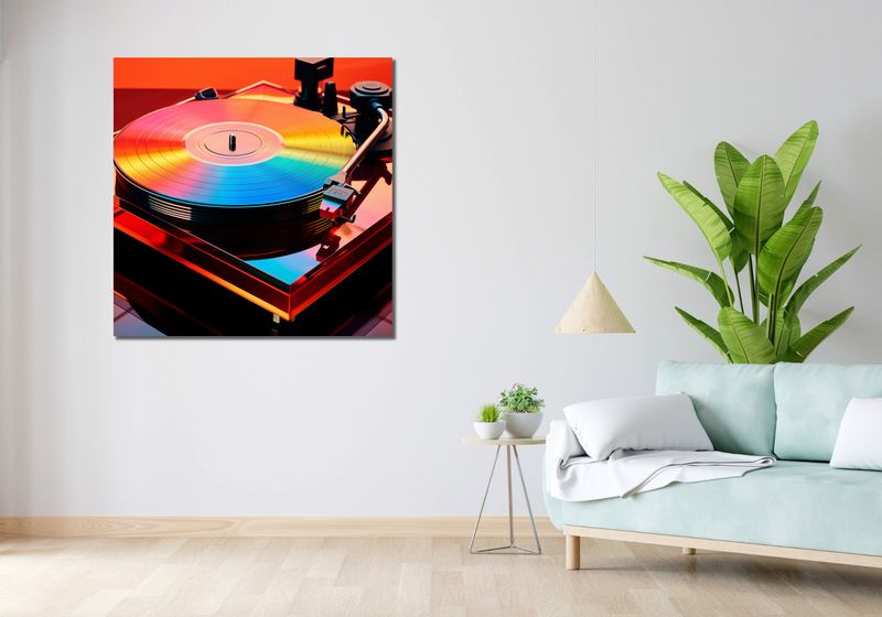 Obraz 100x100cm Wibracje Retro Winyli zdjęcie 2