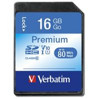 verbatim karta premium u1 sdhc 16gb v10  czarny/black 43962