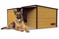 Drewniania ocieplana buda dla psa rozmiar XL z przedsionkiem + kurtyna