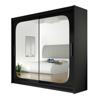 Szafa przesuwna Bega VIII z lustrem 180cm - pojemna garderoba - CZARNY