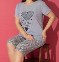 Damska piżama krótka bawełniana z krótkim rękawem na lato panterka XL