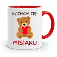 Kubek Czerwony Na Walentynki Kocham Cię Misiaku Z Nadrukiem Ze Zdjęciem