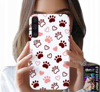 ETUI DO SAMSUNG A50 / A30S - PSIE ŁAPKI NA BIAŁYM TLE, PIES, KOT, MIŚ