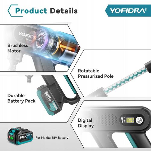 BEZPRZEWODOW MYJKA CISNIENIOWA 200Bar AKUMULATOROWA 2x AKU 18V 3AH na Arena.pl