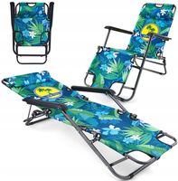 LEŻAK PLAŻOWY FOTEL OGRODOWY SOPRATO SKŁADANY HAWAJSKIE KWIATY 2W1