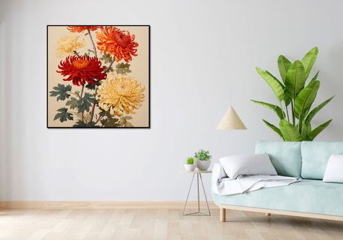 Plakat 100x100cm Tańczące Chryzantemy na Arena.pl