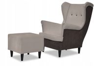 Fotel uszak ARI z podnóżkiem skandynawski Family Meble kawa z mlekiem