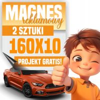 Profesjonalny Magnes 160x10 cm na Samochód - Twoja Reklama LOGO - 2 sztuki