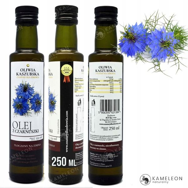 OLEJ Z NASION CZARNUSZKI TŁOCZONY NA ZIMNO nierafinowany Czarnuszka 250ml zdjęcie 2