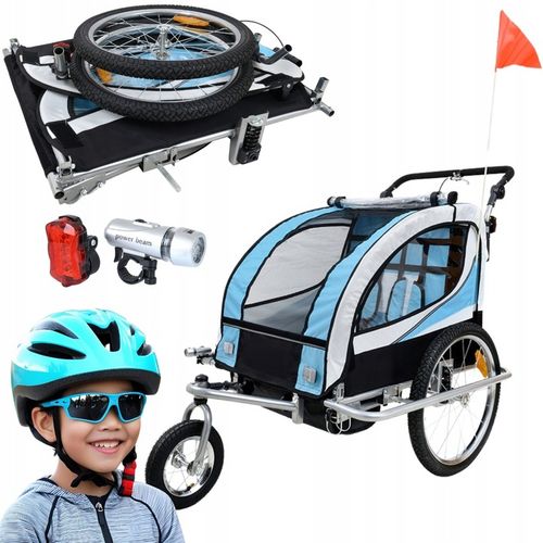 PRZYCZEPKA ROWEROWA PRO Z AMORTYZACJĄ 3w1 + OŚWIETLENIE LED na Arena.pl