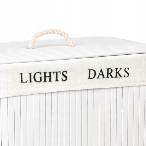 KOSZ BAMBUSOWY NA PRANIE BIELIZNĘ DWUKOMOROWY POJEMNIK Z PODZIAŁEM 100L na Arena.pl