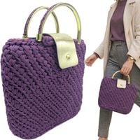 Torebka Handmade do ręki Fioletowa Rękodzieło