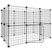 Klatka dla zwierząt z bramką, 20 paneli, czarna, 35x35 cm, stal