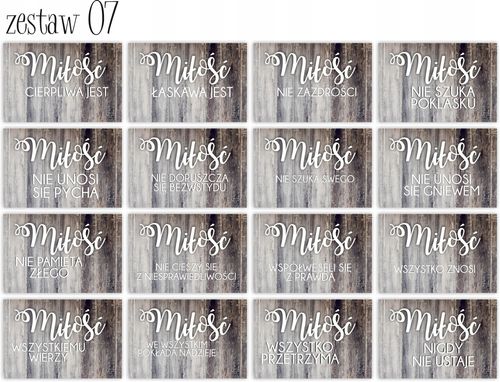 HYMN O MIŁOŚCI tabliczki 16 szt 20x30cm weselne na Arena.pl