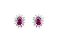Eleganckie rodowane srebrne kolczyki markizy rubinowe białe cyrkonie srebro 925 Z1102E_P