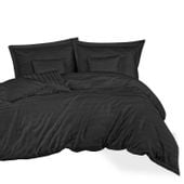 Pościel satyna bambusowo-bawełniana STRIPE BLACK 160x200 czarna