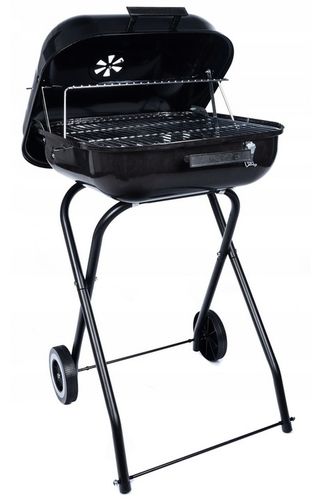 GRILL Węglowy na brykiet Ogrodowy PRZENOŚNY turystyczny WÓZEK POKRYWA na Arena.pl