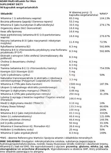 NOW Foods ADAM Multi Witaminy i Minerały dla Mężczyzn USA Witalność 90vcaps na Arena.pl