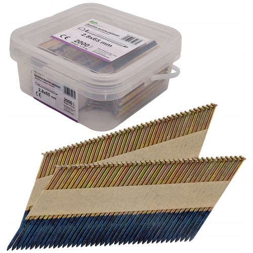 Gwoździe do gwoździarki łączone papierem 2,8x65mm Pierścieniowe 34° na Arena.pl