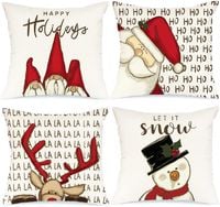 Świąteczne Poszewki na Poduszki 4 Sztuki Białe 40x40 cm Poliester Zamek