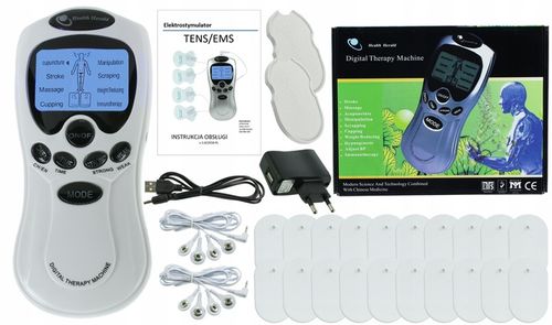 ELEKTROSTYMULATOR MIĘŚNI I NERWÓW TENS EMS ZESTAW ELEKTRODY PADY 2 KANAŁY na Arena.pl