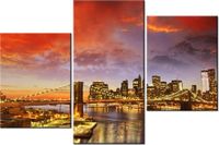 60 90CM OBRAZ 3 ELEM NOWOJORSKI KRAJOBRAZ ŚCIENNY DRUK PŁÓTNO