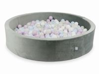Suchy basen z piłeczkami 600 sztuk 130x30 Velvet szary (różowe jasne perłowe, błękitne jasne perłowe, opalizujące, białe)