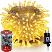 MOCNE LAMPKI CHOINKOWE LED 180LED 14,4M + 3M GRUBA WTYCZKA BIAŁE CIEPŁE