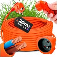 PRZEDŁUŻACZ OGRODOWY BUDOWLANY OGRODU KOSIARKI PIŁY PODKASZARKI 20M 3x1,5mm