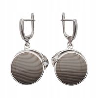 Srebrne kolczyki z Krzemieniem Pasiastym – artystyczna oprawa, srebro 925 2