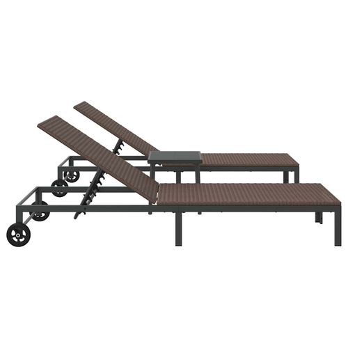 Leżak z poduszką 2 pcs Brązowy 40 x 39 x 40.5cm polirattan na Arena.pl